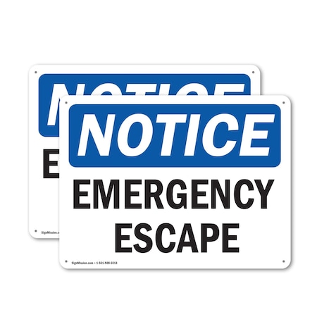 Signmission Emergency Escape, 18 in W x Rectangle, Plastic OS-2PACK-NS-P-1218-L-11787